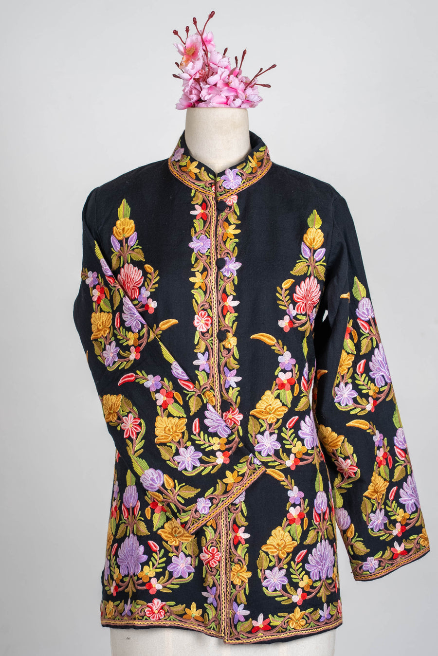Lavender Garden Aari Hand Embroidered Short Jacket