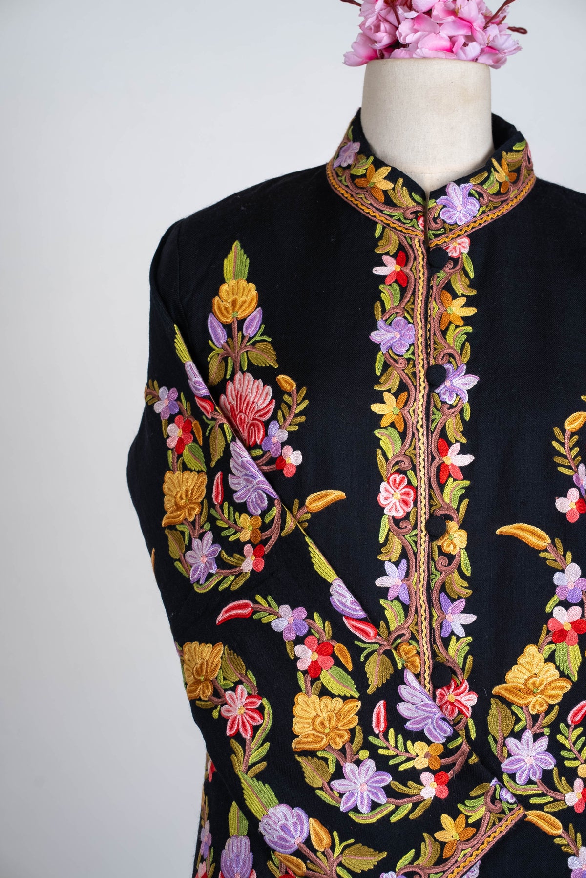Lavender Garden Aari Hand Embroidered Short Jacket