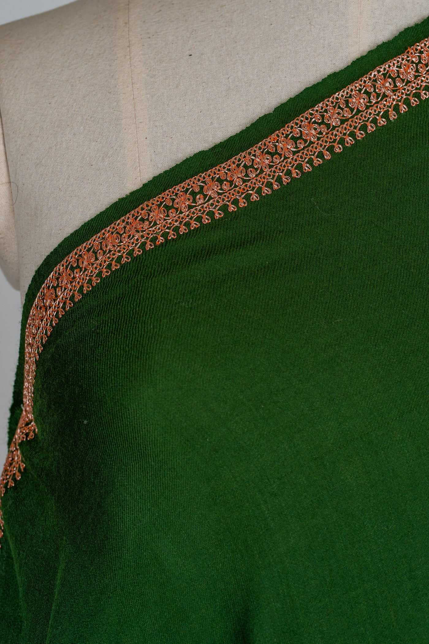 Emerald Dreams: Tilla Hand-Embroidered Merino Wool Shawl