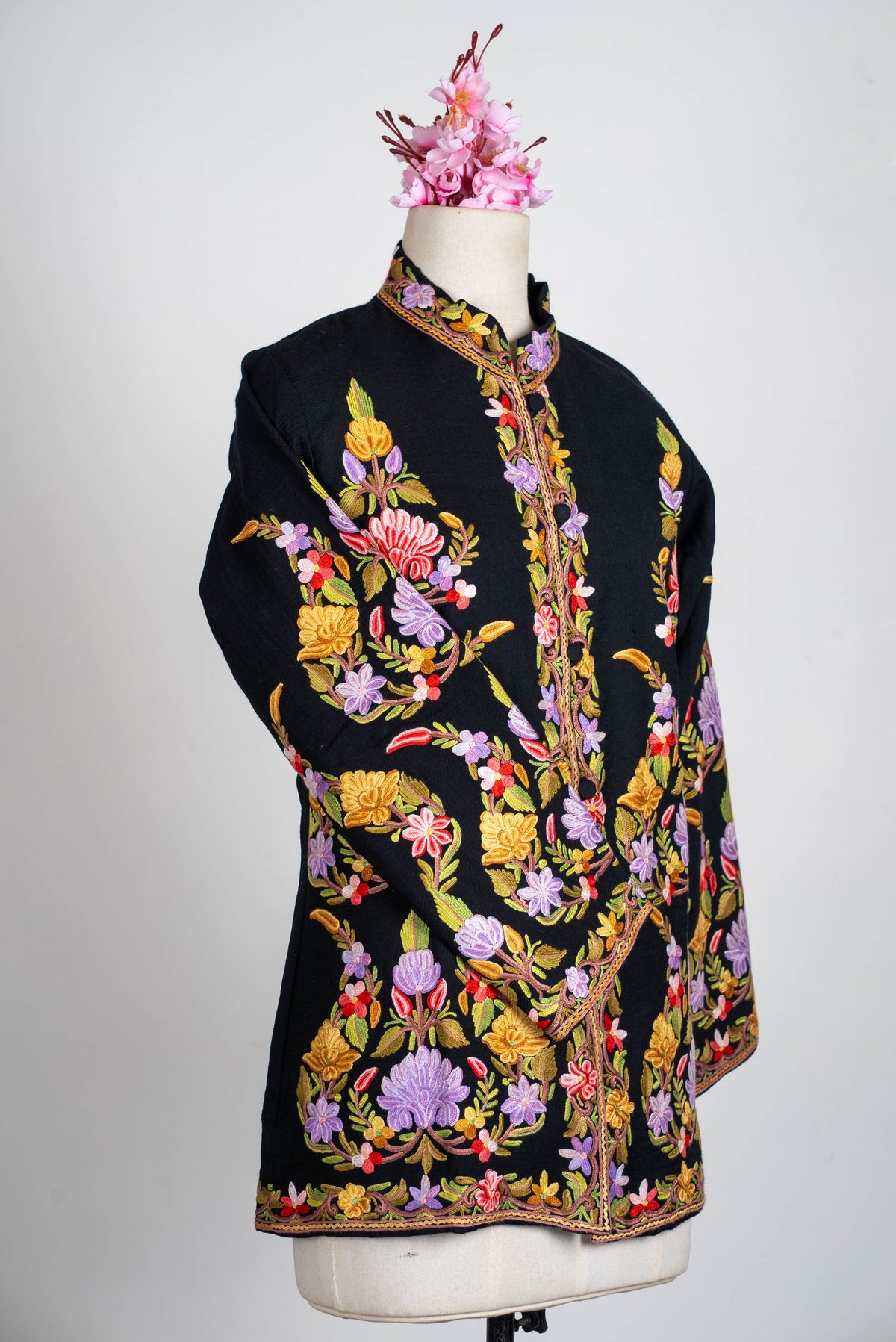 Lavender Garden Aari Hand Embroidered Short Jacket