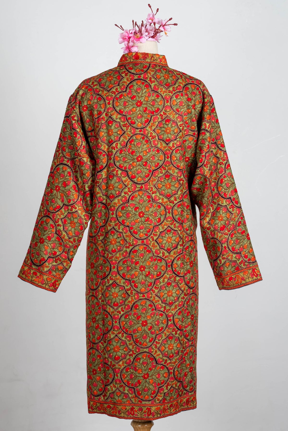 Rust Medallion Aari Hand Embroidered Long Jacket