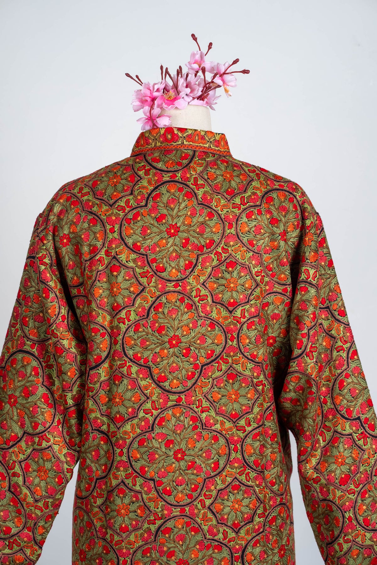 Rust Medallion Aari Hand Embroidered Long Jacket