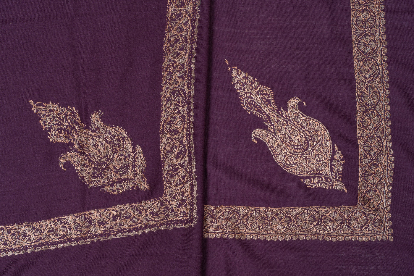 Plum Gold Rumal — Sozni Hand Embroidered