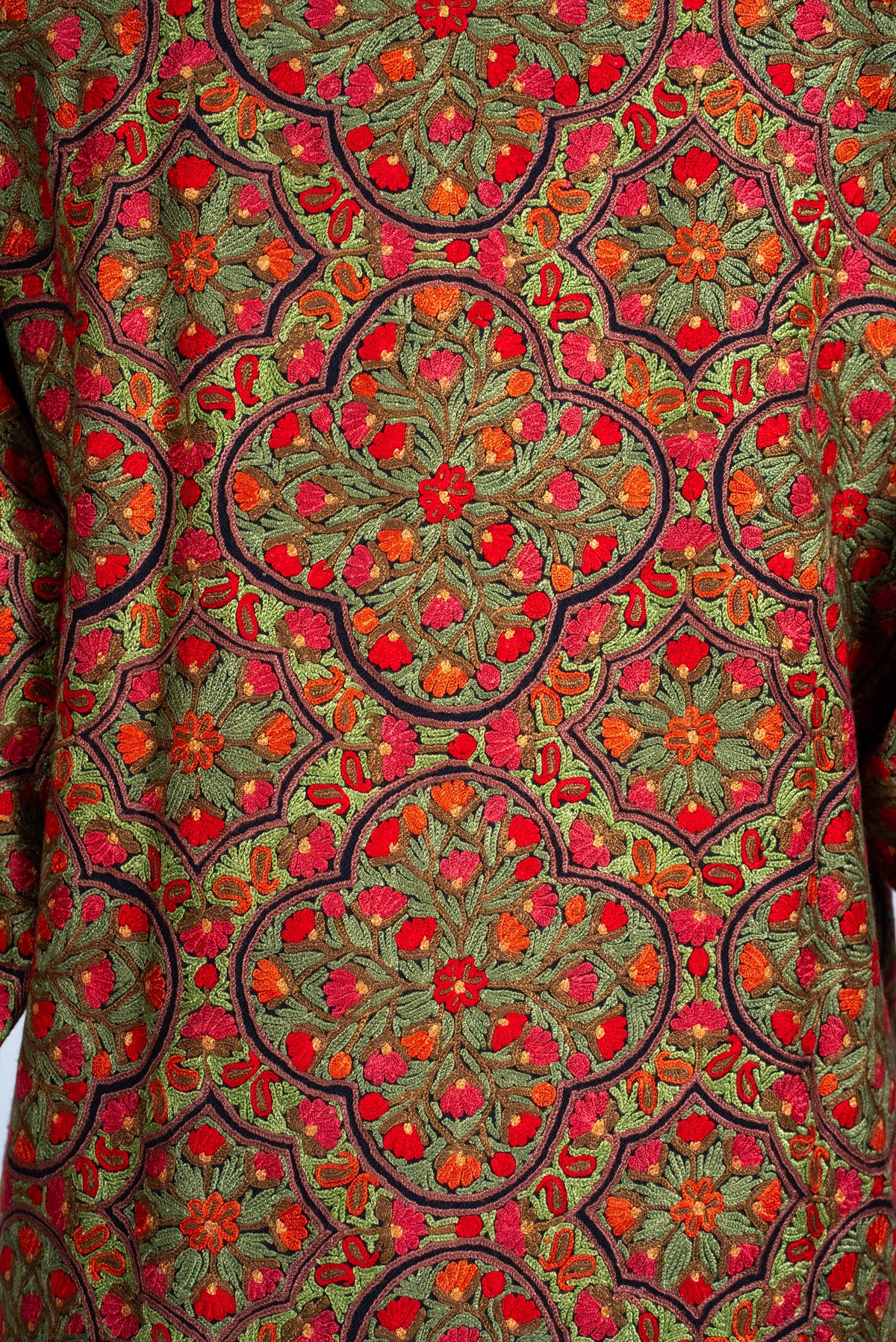 Rust Medallion Aari Hand Embroidered Long Jacket