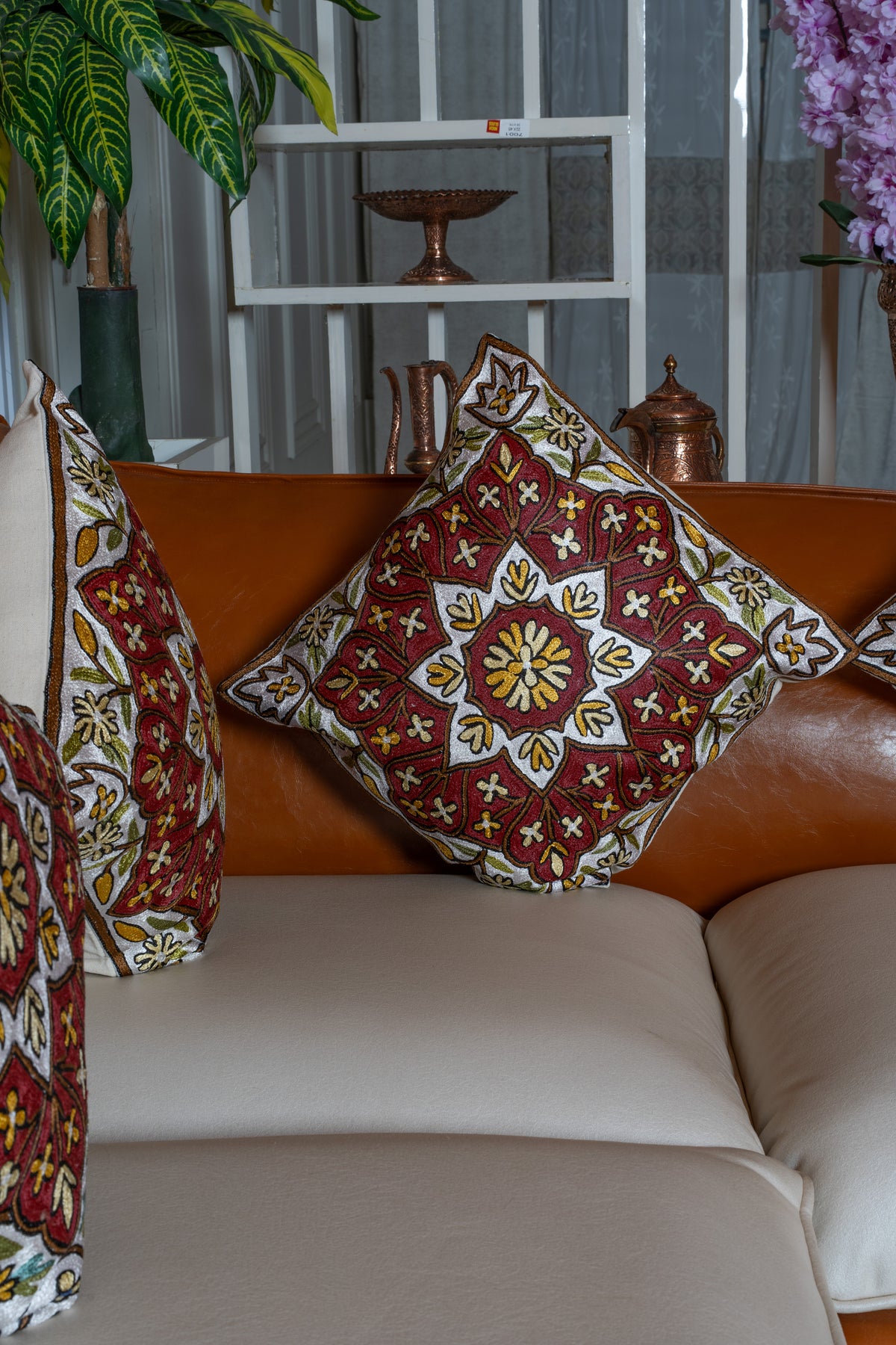 Set of 5 – 16” Hand-Embroidered Cushion Covers