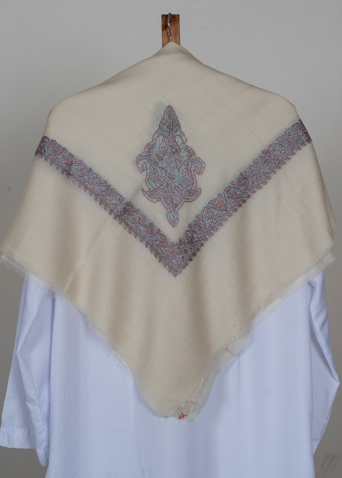 Ivory Coral Rumal — Sozni Hand Embroidered