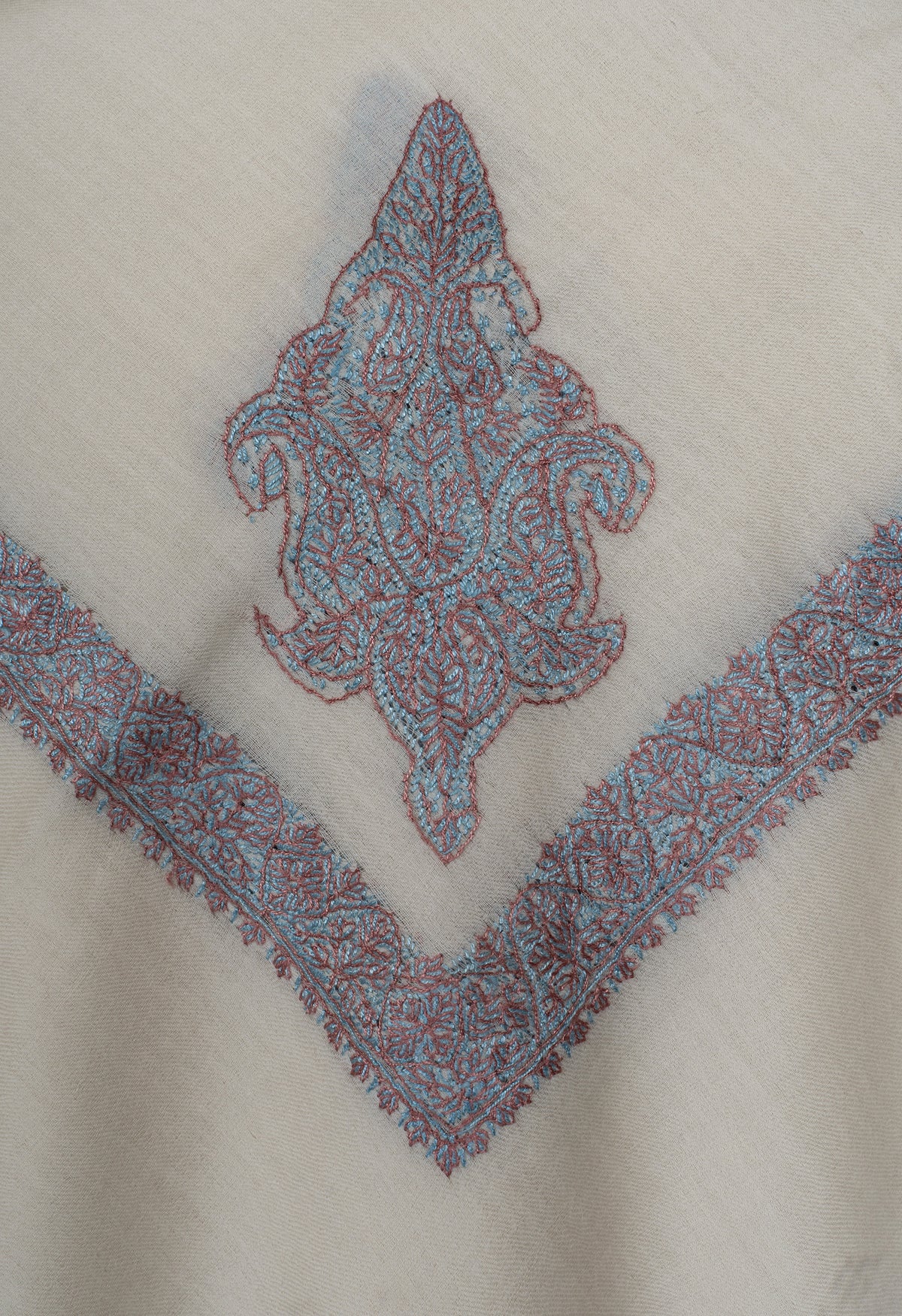 Ivory Coral Rumal — Sozni Hand Embroidered