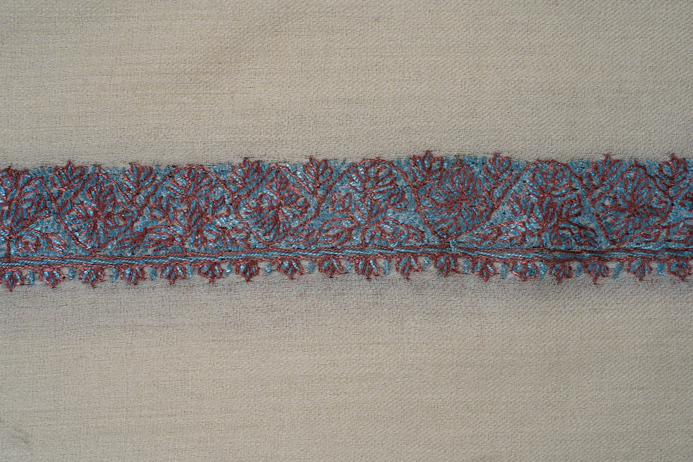 Ivory Coral Rumal — Sozni Hand Embroidered