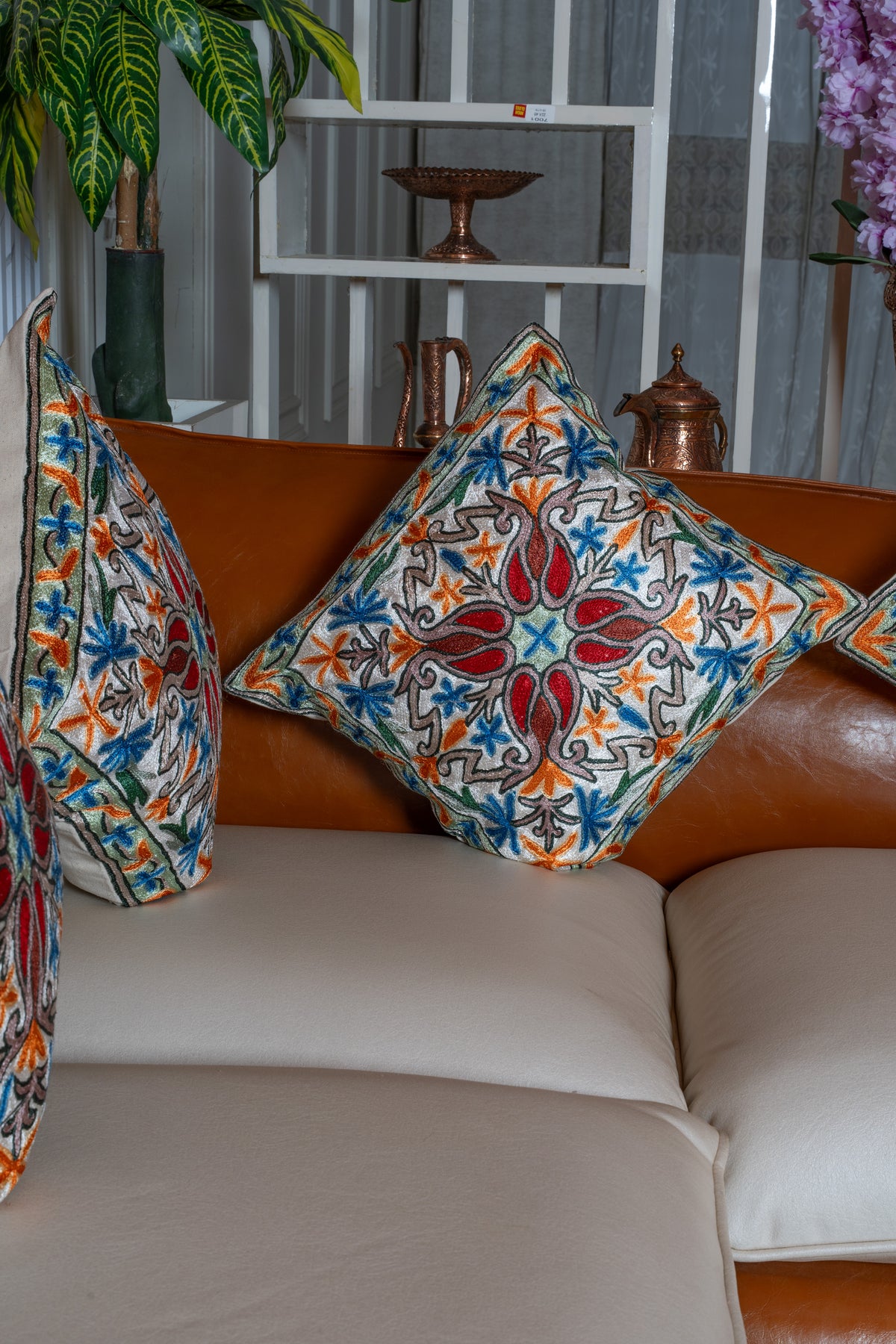 Set of 5 – 16” Hand-Embroidered Cushion Covers