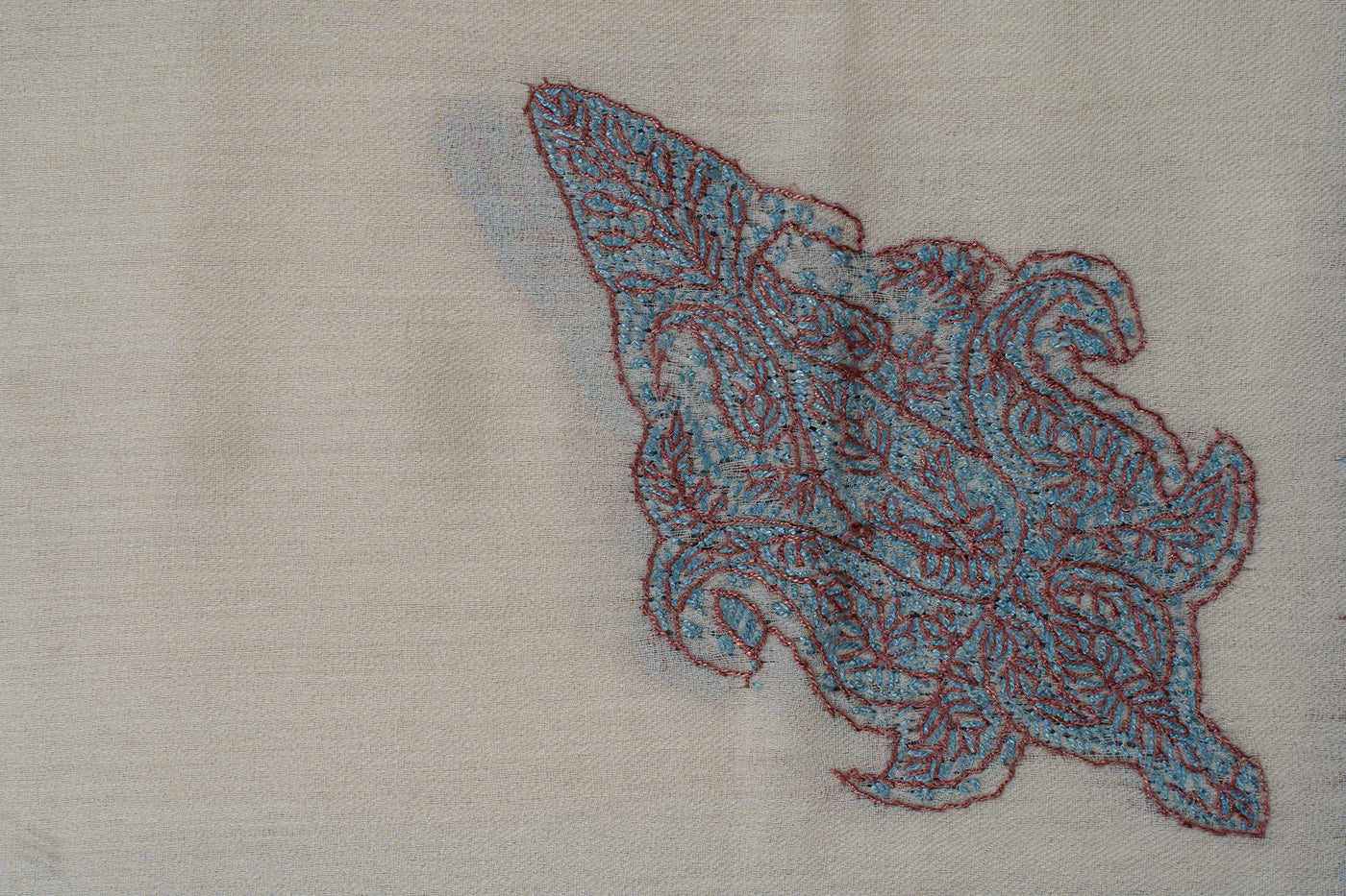 Ivory Coral Rumal — Sozni Hand Embroidered