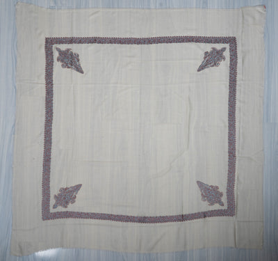 Ivory Coral Rumal — Sozni Hand Embroidered