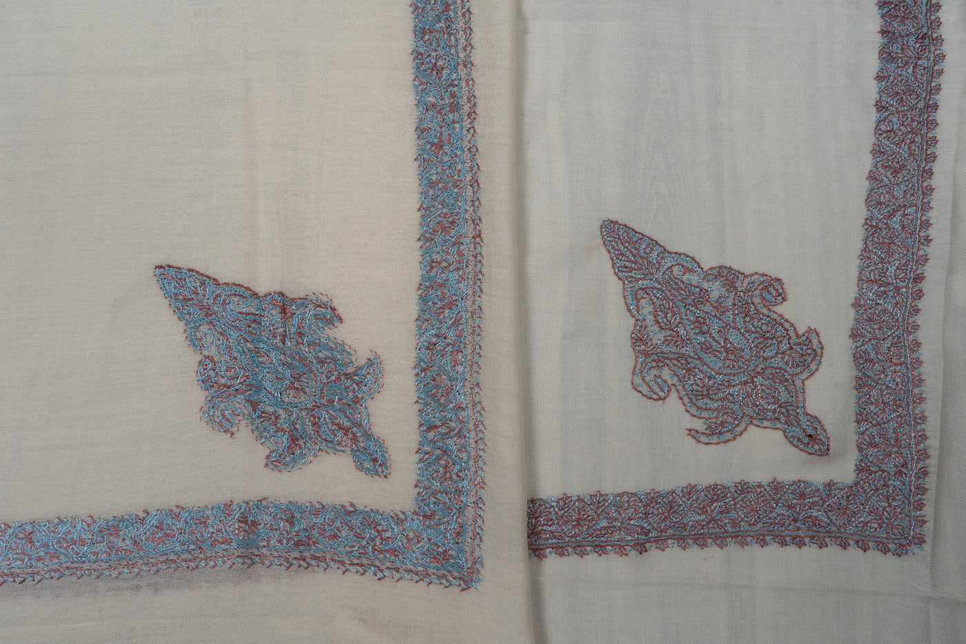 Ivory Coral Rumal — Sozni Hand Embroidered