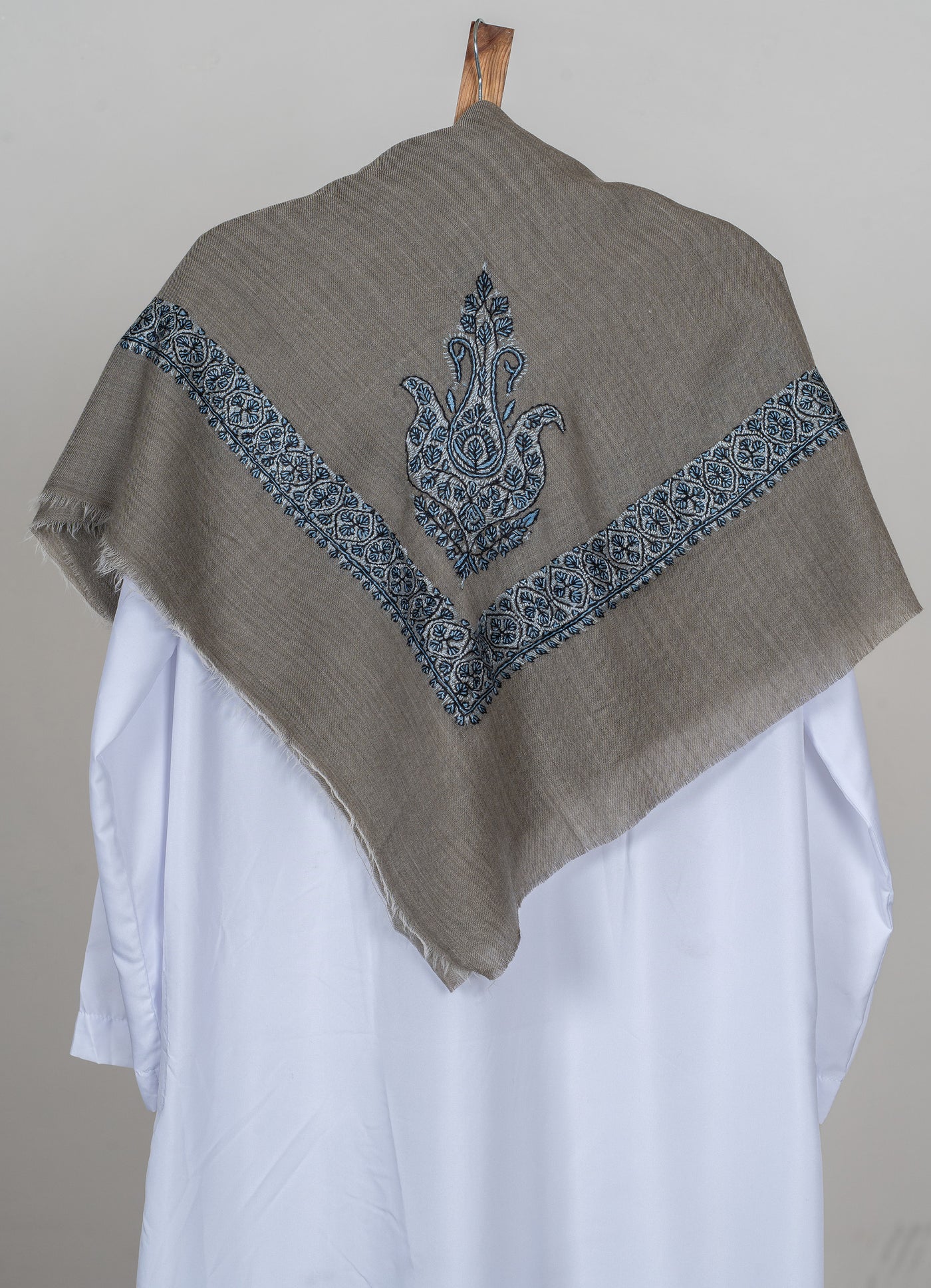 Ash Grey Rumal — Sozni Hand Embroidered