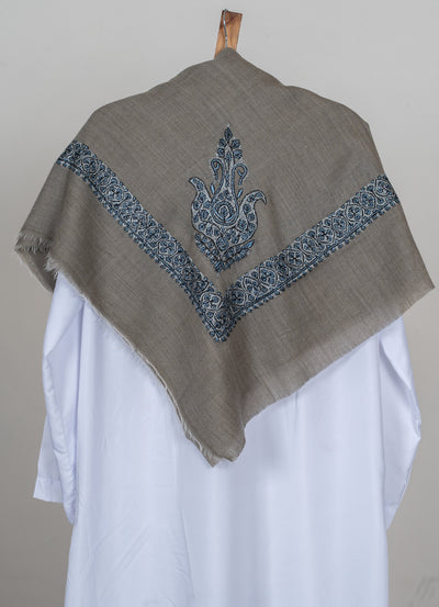 Ash Grey Rumal — Sozni Hand Embroidered