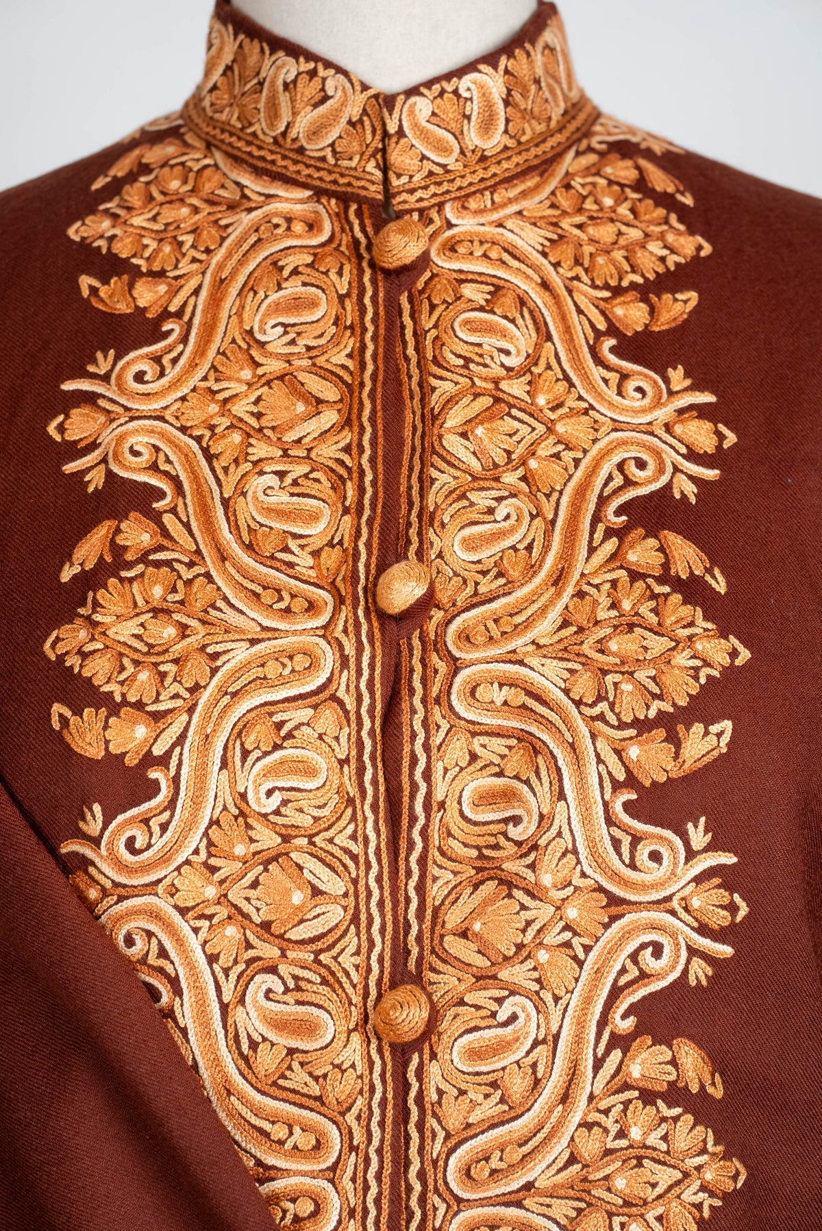 Walnut Grace Aari Hand Embroidered Long Jacket