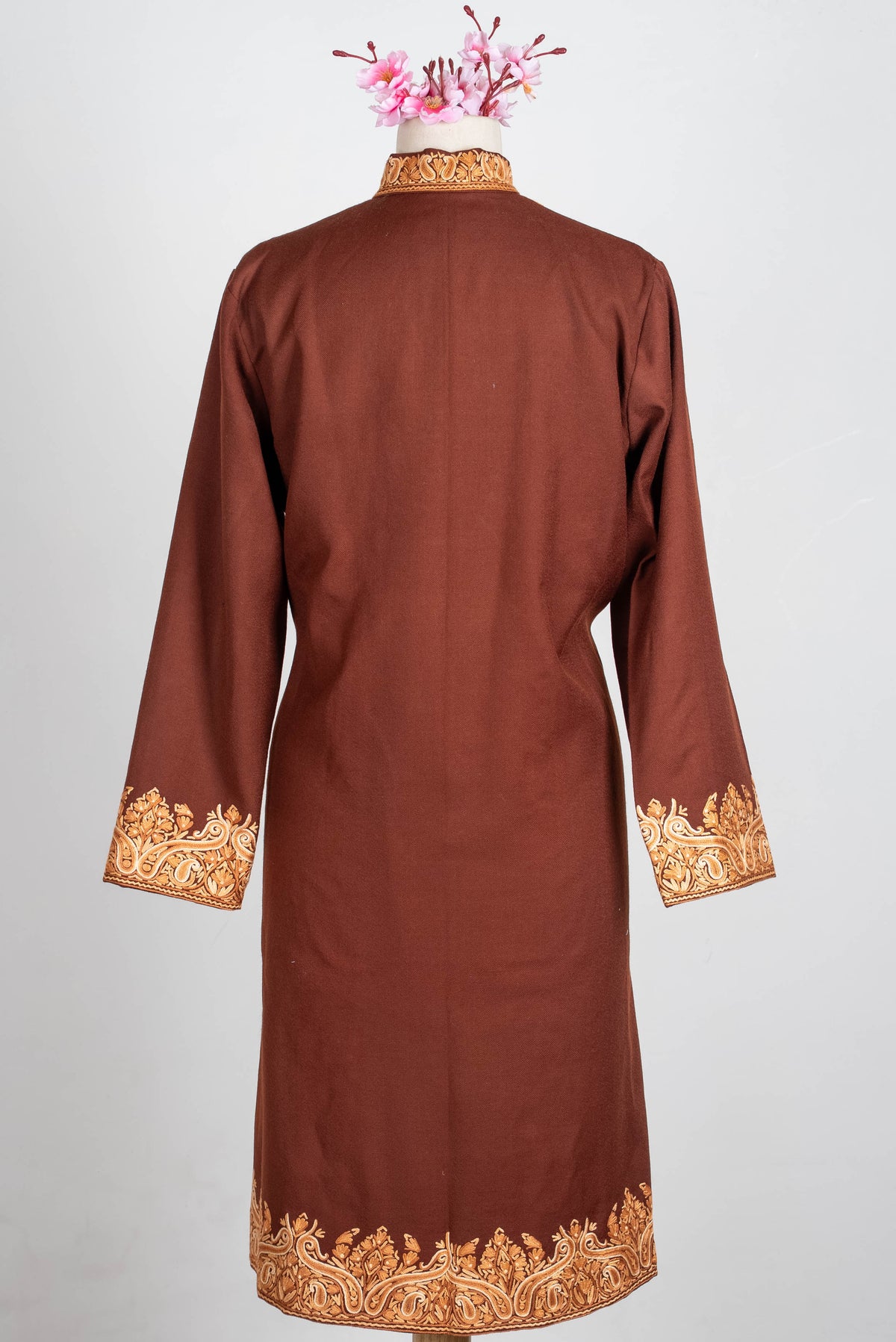 Walnut Grace Aari Hand Embroidered Long Jacket
