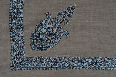 Ash Grey Rumal — Sozni Hand Embroidered