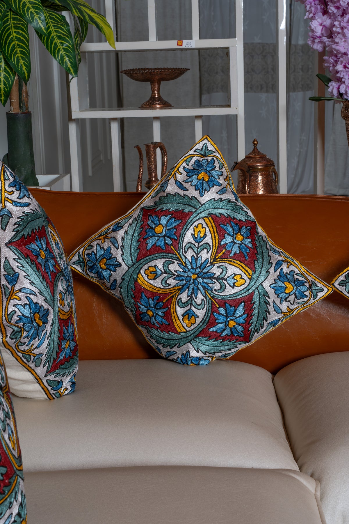 Set of 5 – 16” Hand-Embroidered Cushion Covers