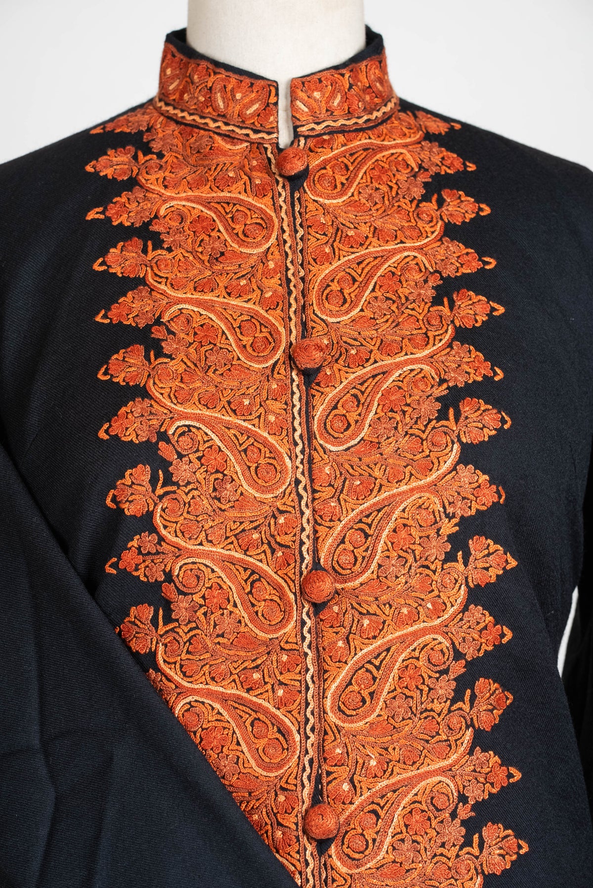 Burnished Ember Aari Hand Embroidered Long Jacket
