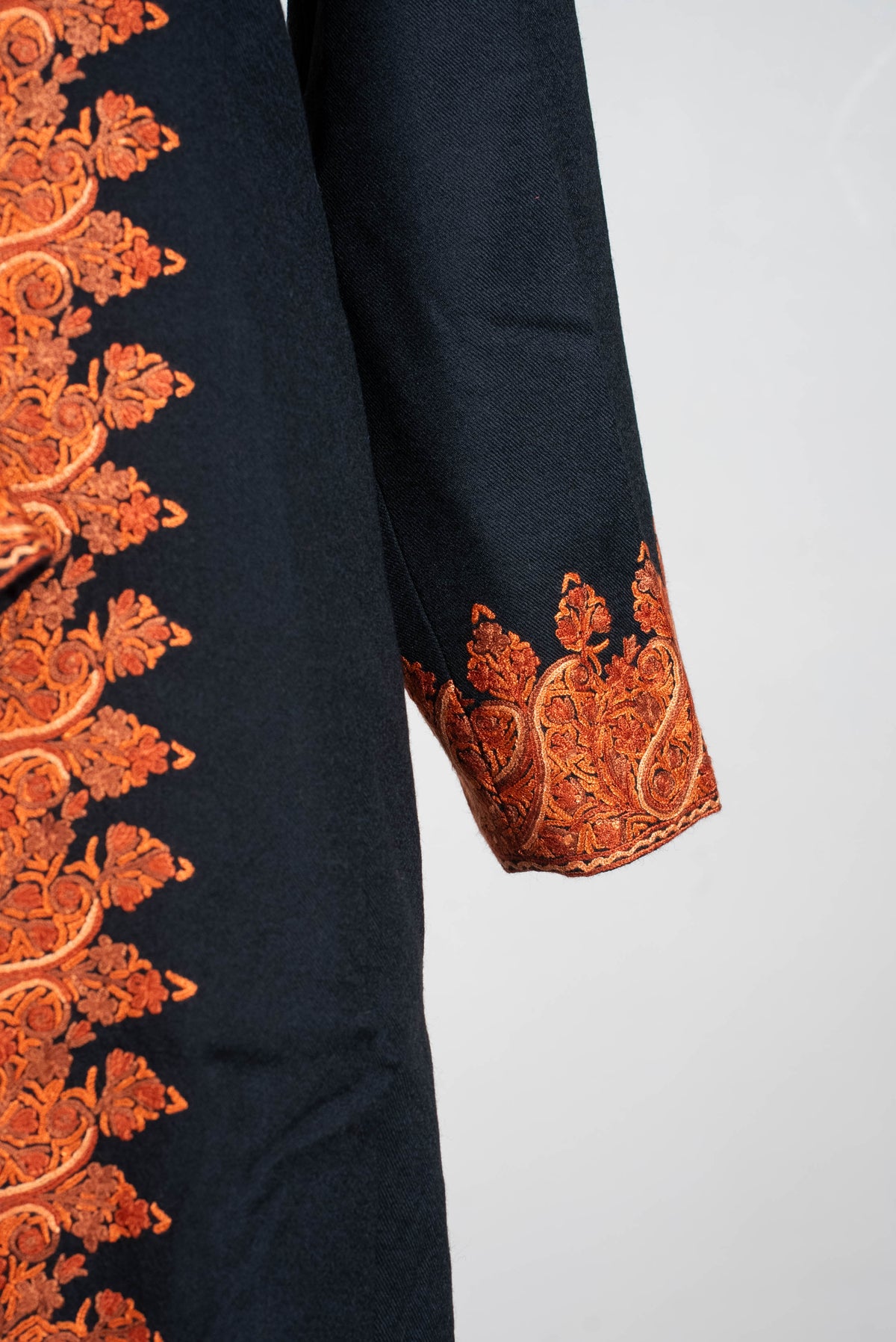 Burnished Ember Aari Hand Embroidered Long Jacket