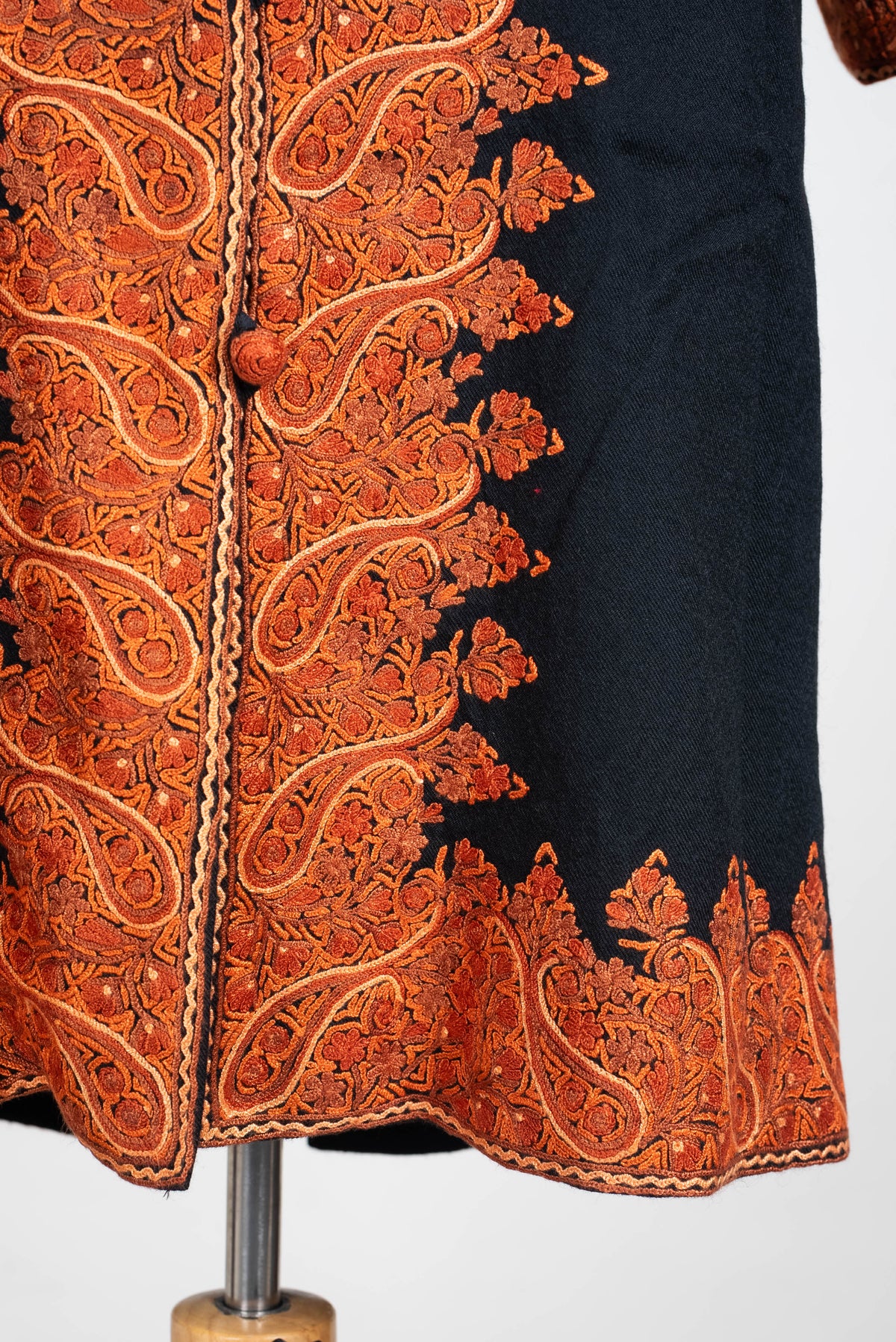 Burnished Ember Aari Hand Embroidered Long Jacket