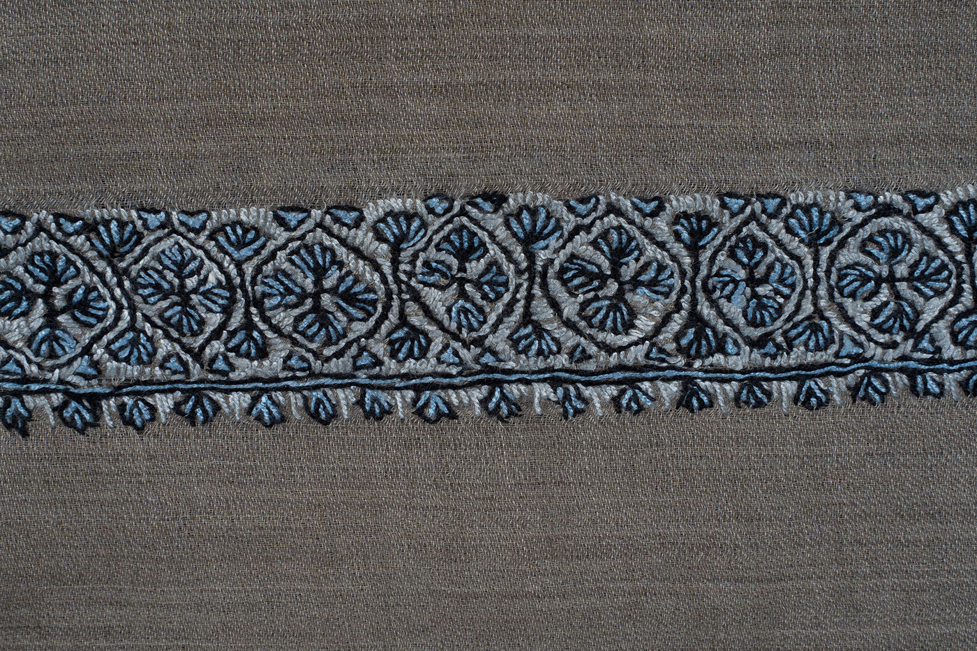 Ash Grey Rumal — Sozni Hand Embroidered