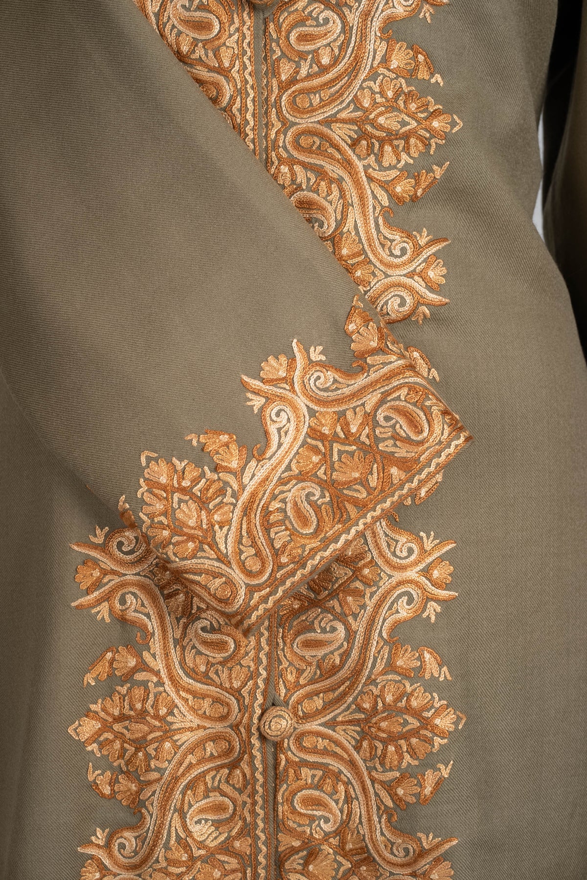 Sandstone Glow Aari Hand Embroidered Long Jacket