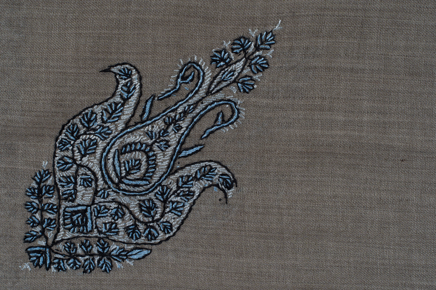 Ash Grey Rumal — Sozni Hand Embroidered