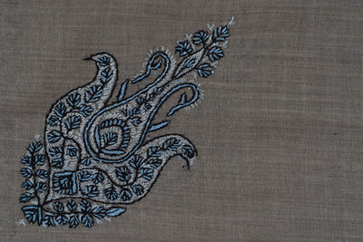 Ash Grey Rumal — Sozni Hand Embroidered