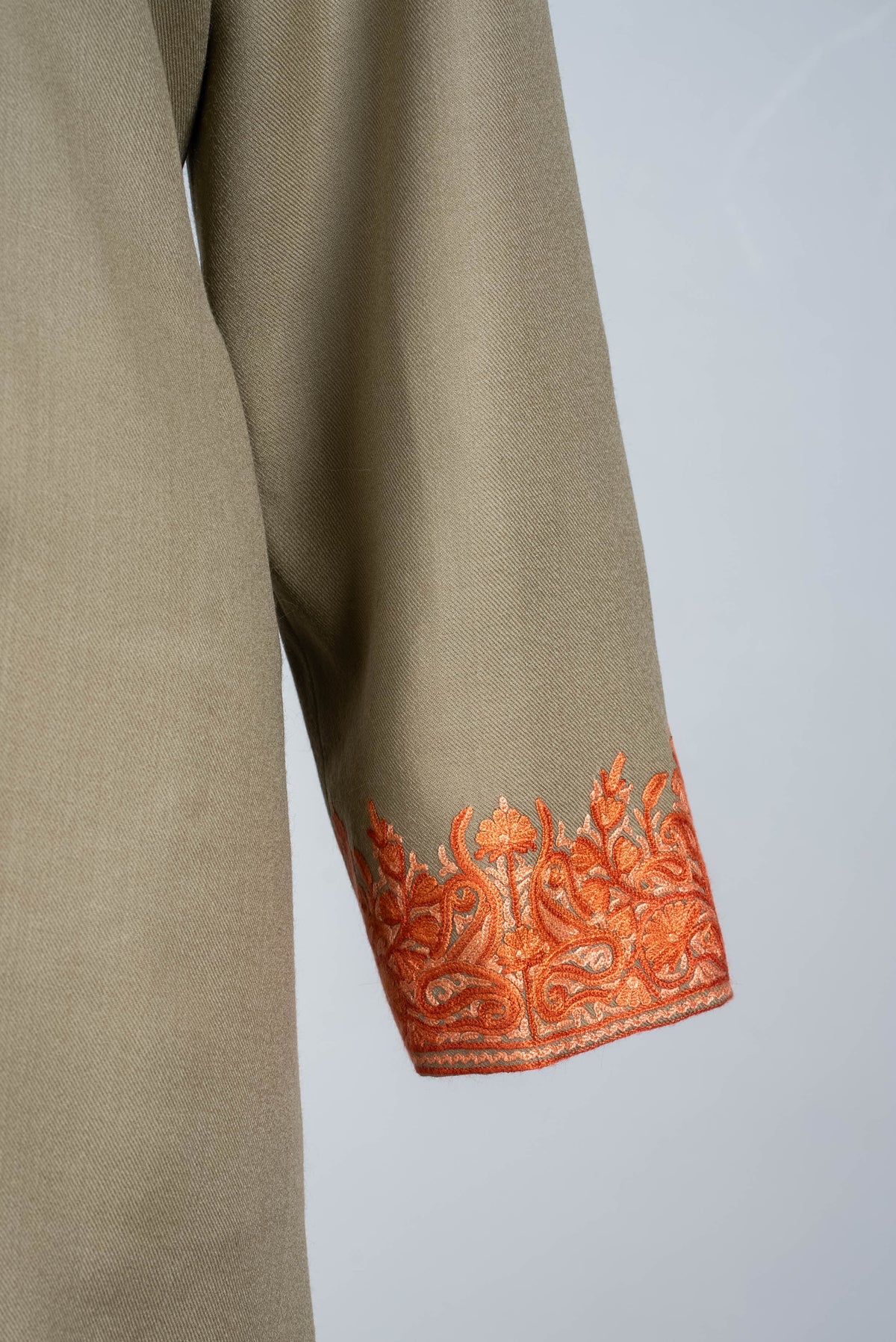 Copper Filigree Aari Hand Embroidered Long Jacket