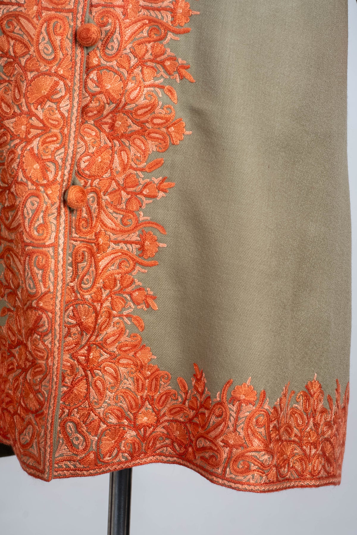 Copper Filigree Aari Hand Embroidered Long Jacket