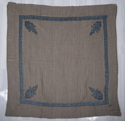 Ash Grey Rumal — Sozni Hand Embroidered