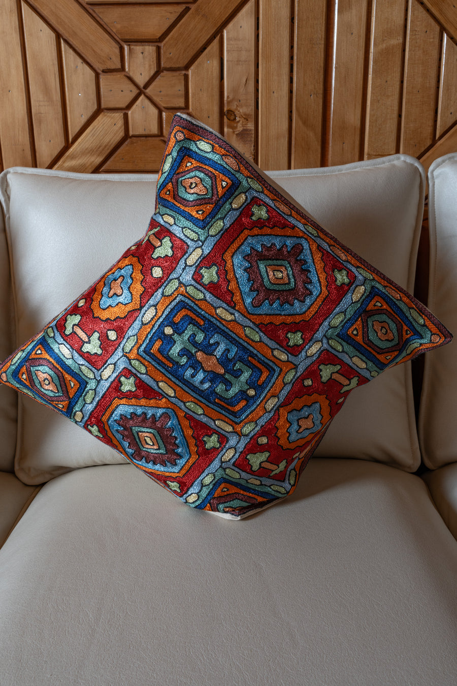 Set of 3 & 5 – 16” Hand-Embroidered Cushion Covers