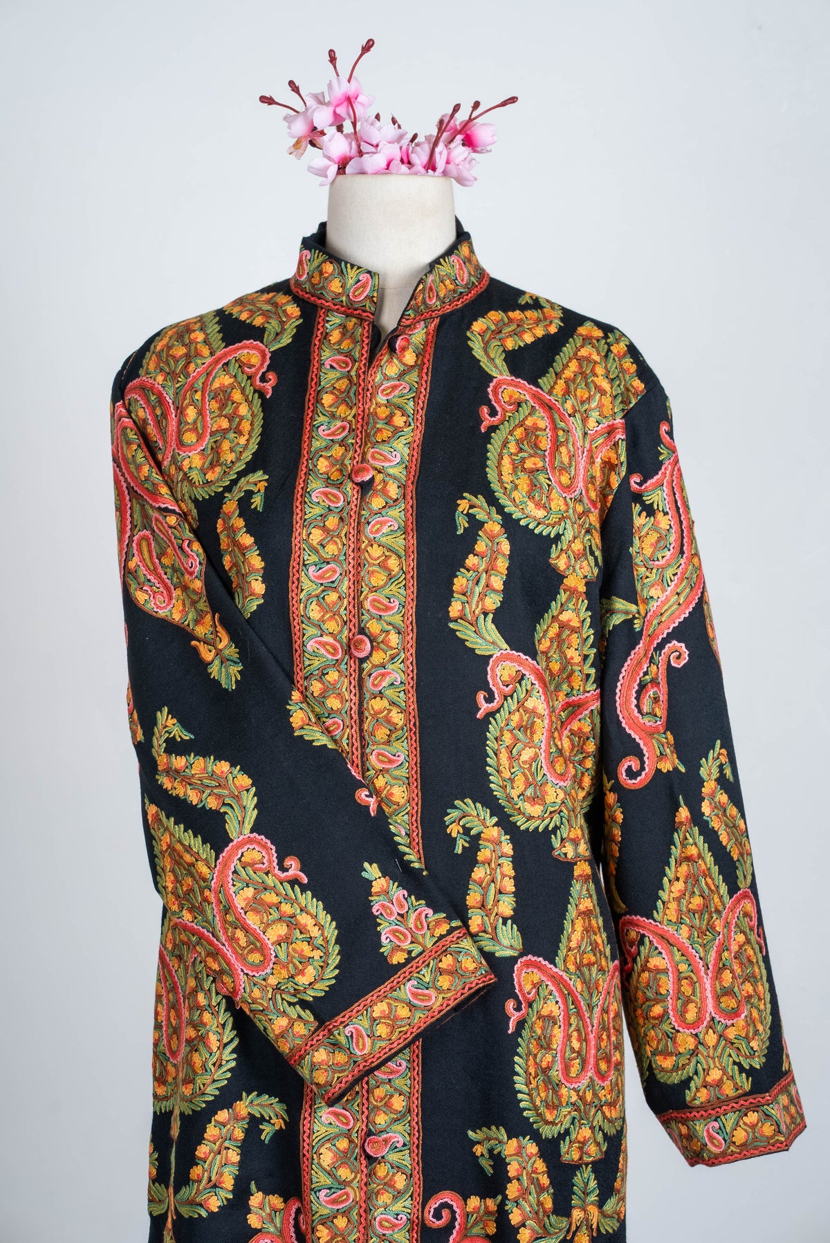 Heritage Paisley Aari Hand Embroidered Long Jacket