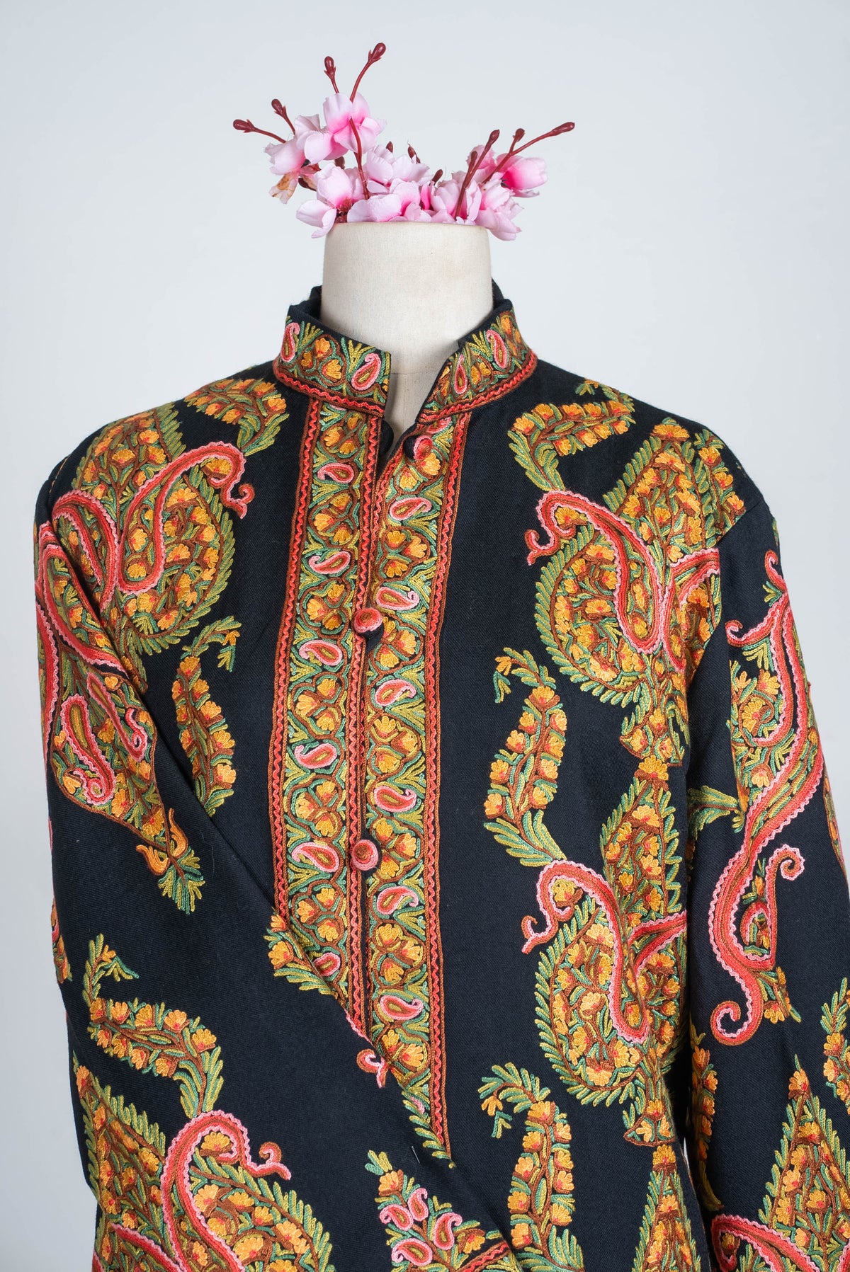 Heritage Paisley Aari Hand Embroidered Long Jacket