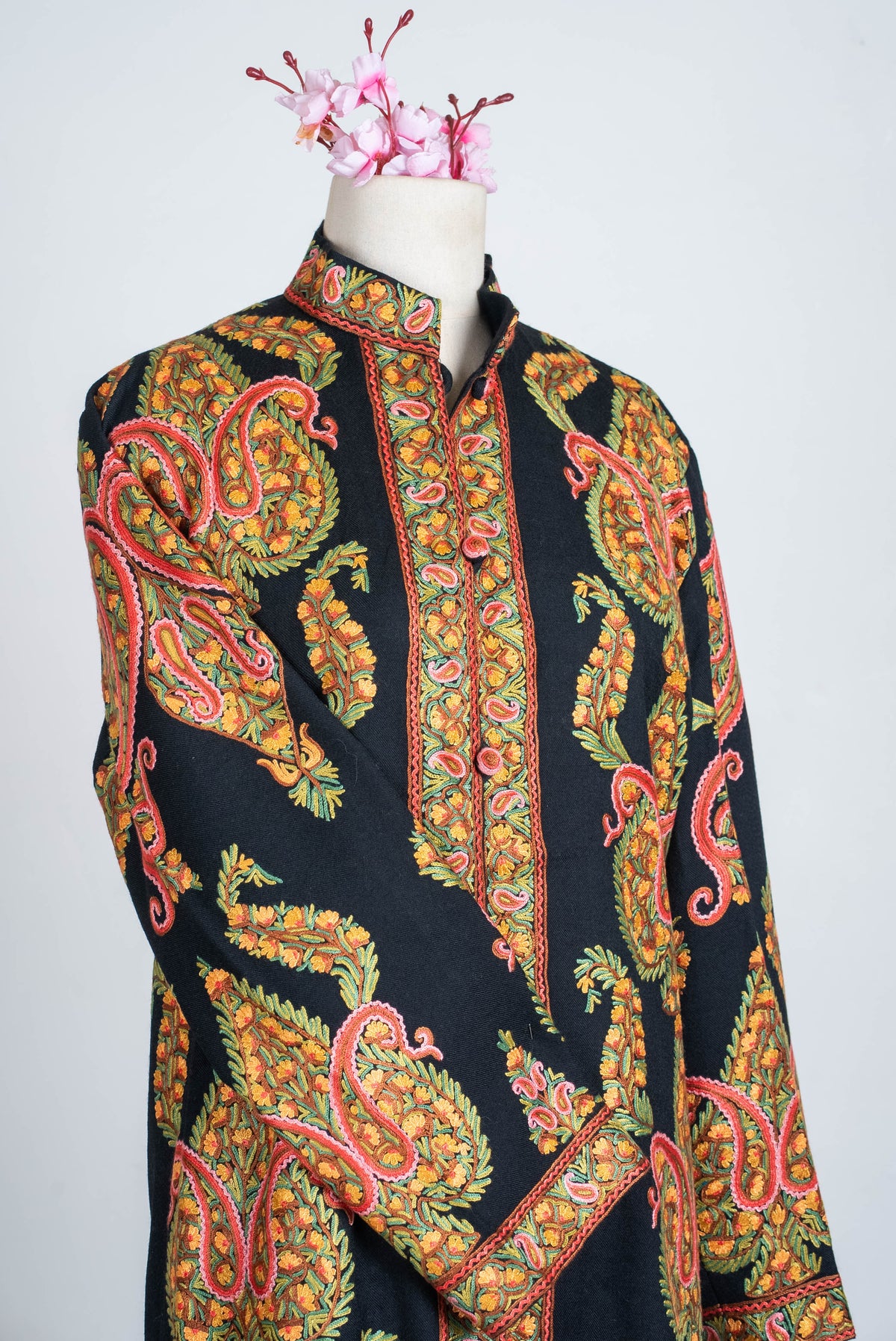 Heritage Paisley Aari Hand Embroidered Long Jacket
