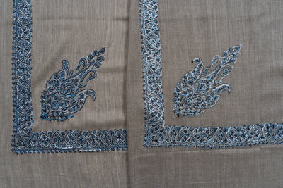Ash Grey Rumal — Sozni Hand Embroidered