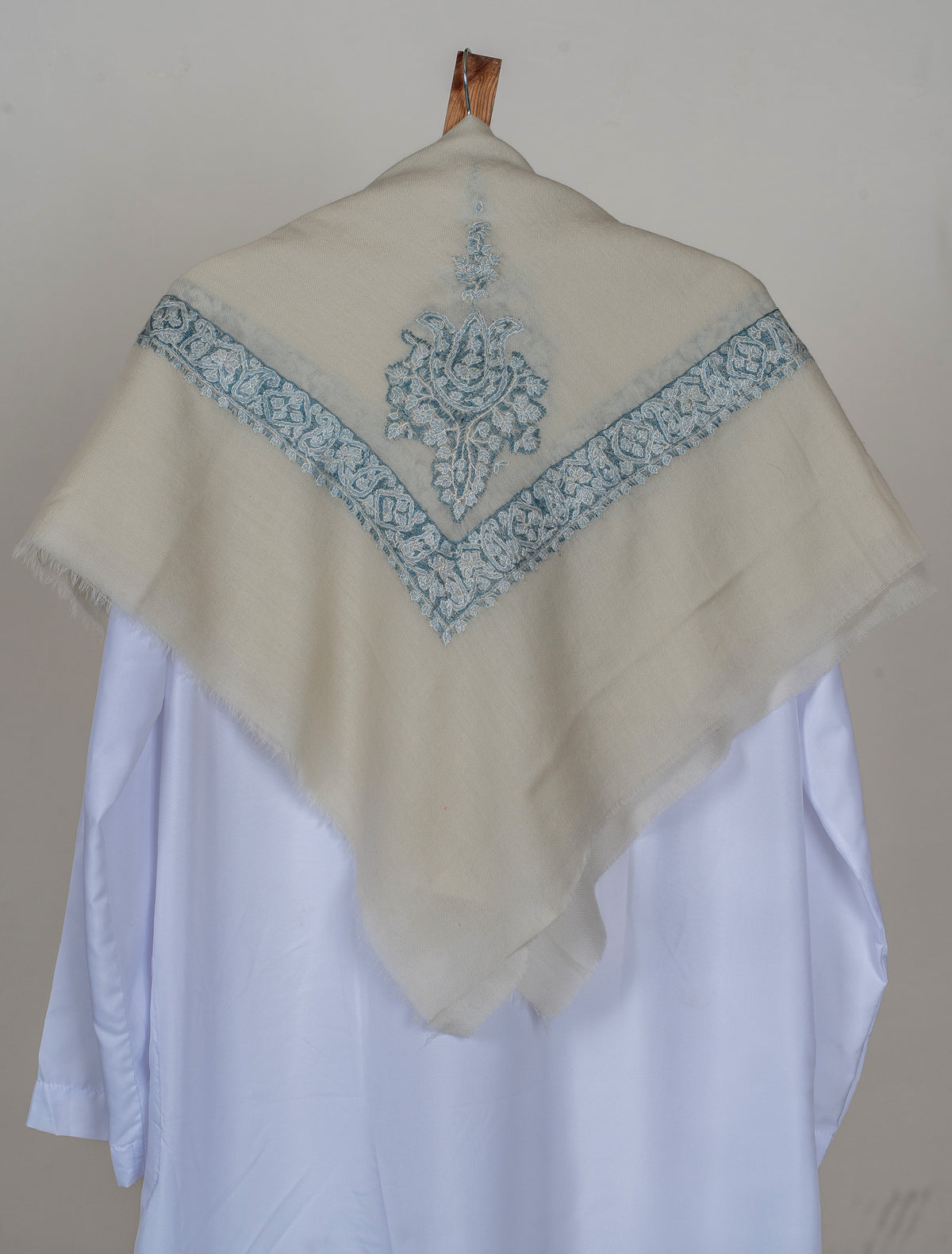 Frost Pearl Rumal — Sozni Hand Embroidered