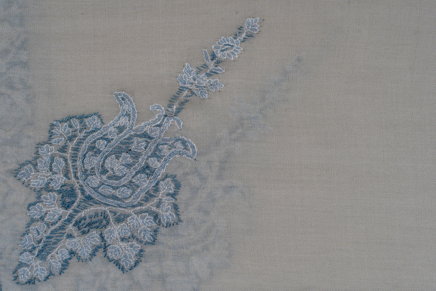 Frost Pearl Rumal — Sozni Hand Embroidered