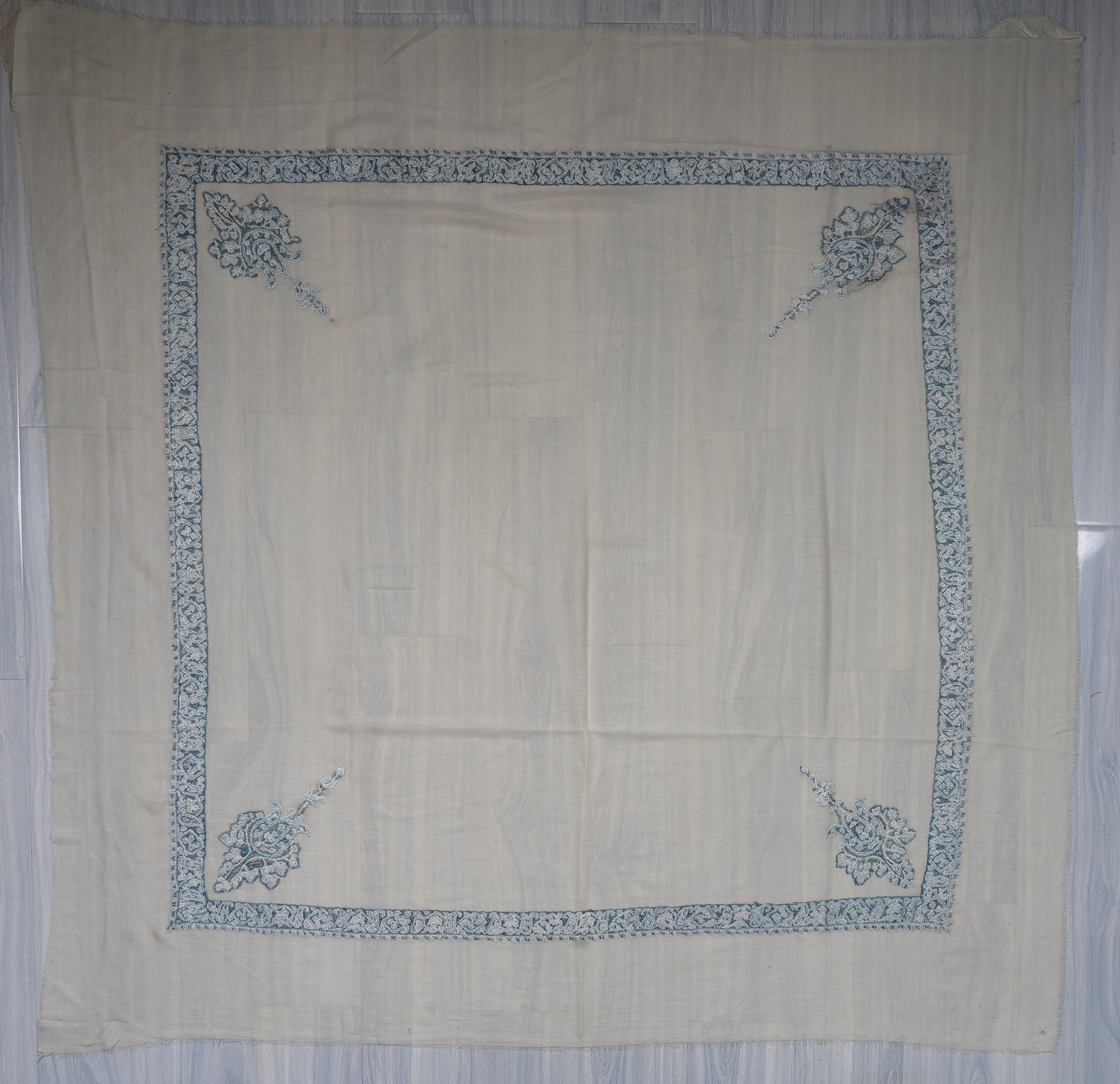 Frost Pearl Rumal — Sozni Hand Embroidered