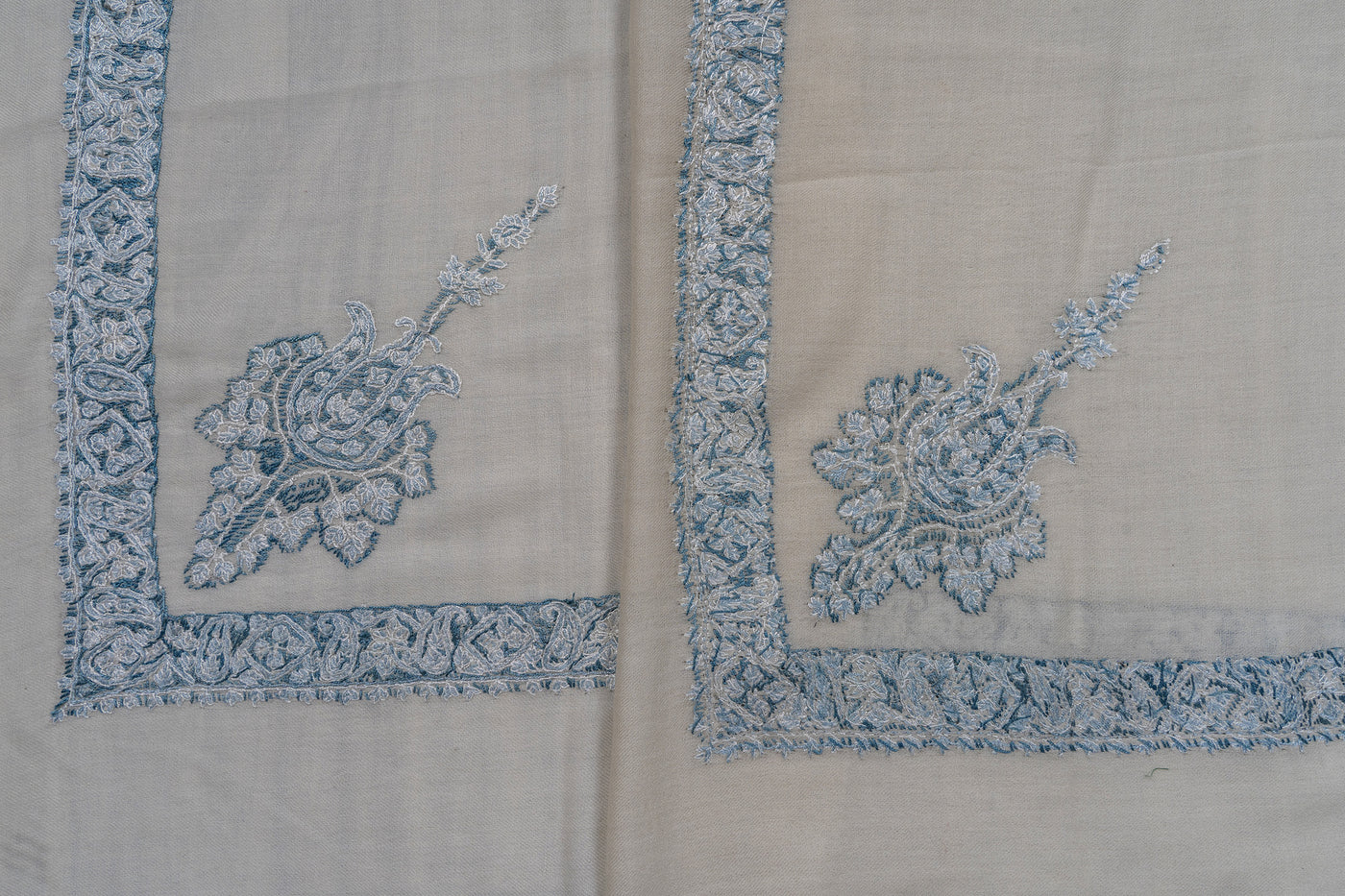 Frost Pearl Rumal — Sozni Hand Embroidered