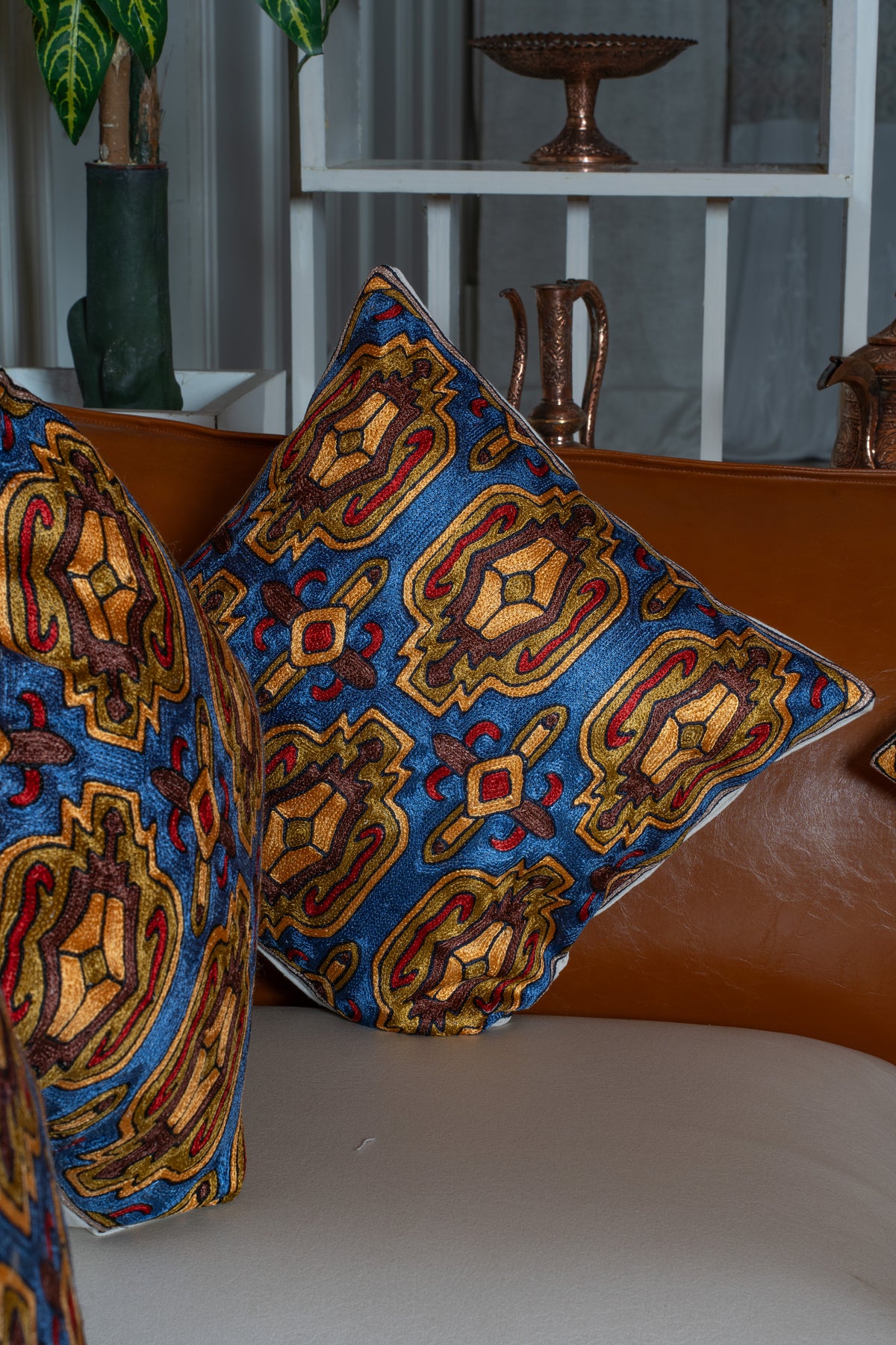 Set of 5 – 16” Hand-Embroidered Cushion Covers