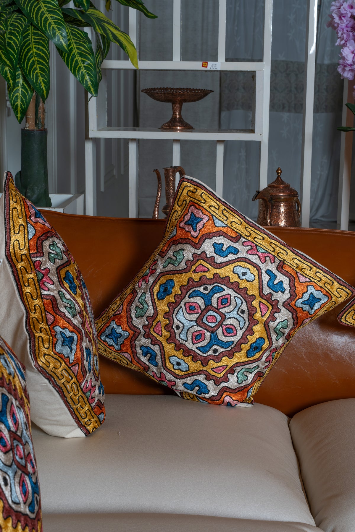 Set of 5 – 16” Hand-Embroidered Cushion Covers