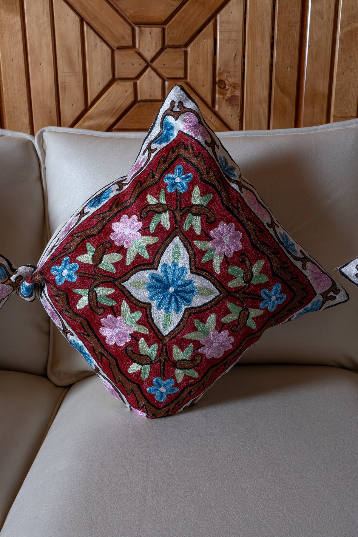 Set of 3 & 5 – 16” Hand-Embroidered Cushion Covers