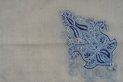 Ivory Azure Rumal — Sozni Hand Embroidered