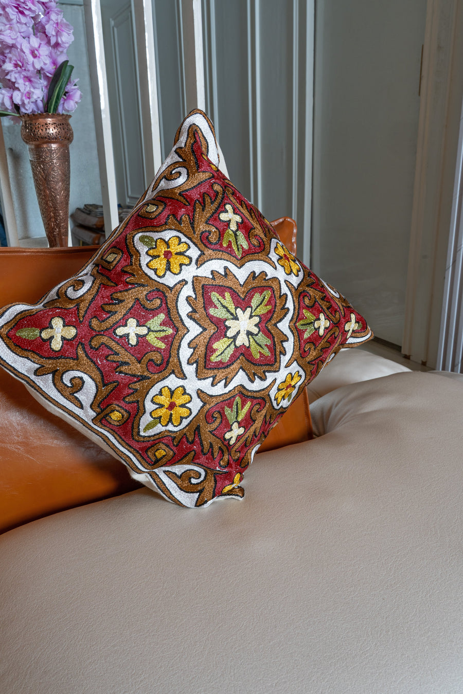 Set of 2, 3 & 5 – 16” Hand-Embroidered Cushion Covers