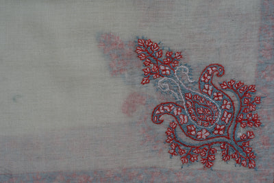 Ivory Coral Flame Rumal — Sozni Hand Embroidered