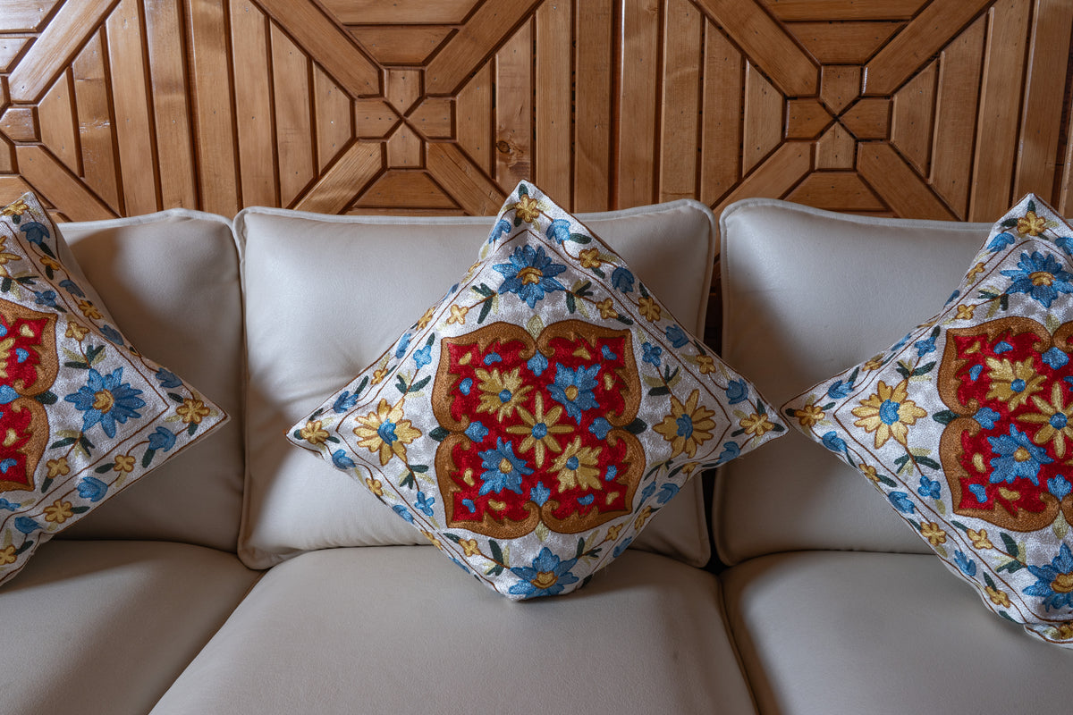 Set of 3 – 16” Hand-Embroidered Cushion Covers