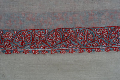 Ivory Coral Flame Rumal — Sozni Hand Embroidered