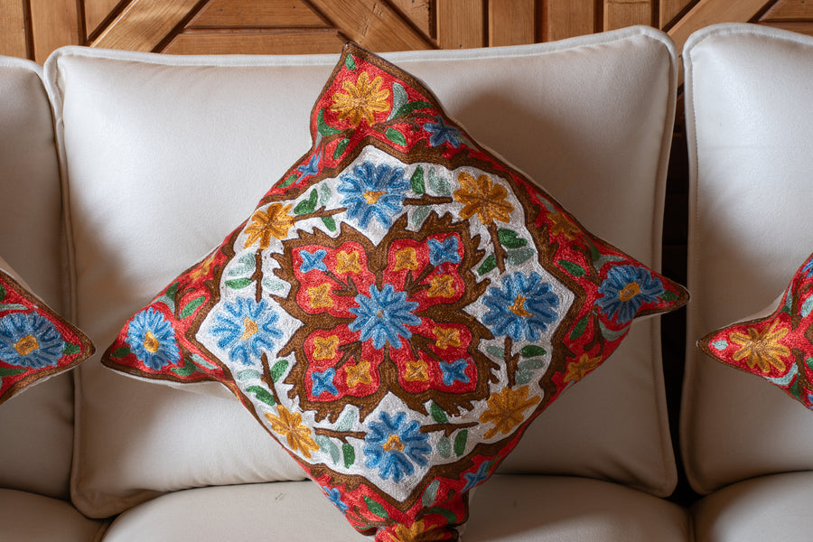 Set of 3 – 16” Hand-Embroidered Cushion Covers